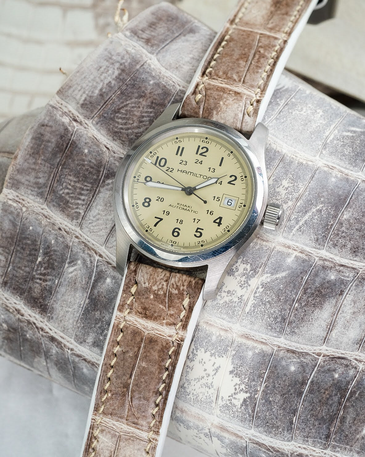 White Himalayan Crocodile Leather Strap - Broad Street Bespoke