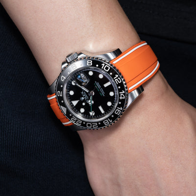 Solitaire Rubber straps in Frosted Orange for Rolex GMT-Master II 116710LN/16710