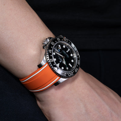 Solitaire Rubber straps in Frosted Orange for Rolex GMT-Master II 116710LN/16710