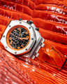 Bespoke Watch Strap in Flaming Orange Horn Back Alligator