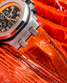 Bespoke Watch Strap in Flaming Orange Horn Back Alligator