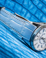 Bespoke Watch Strap in Silver Blue Crocodile