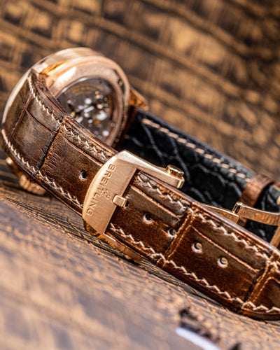 Bespoke Watch Strap in Champagne Rose Gold Crocodile