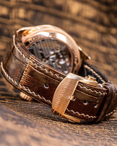 Bespoke Watch Strap in Champagne Rose Gold Crocodile