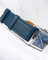 Bespoke Watch Strap In Peacock Blue Nappa Calf