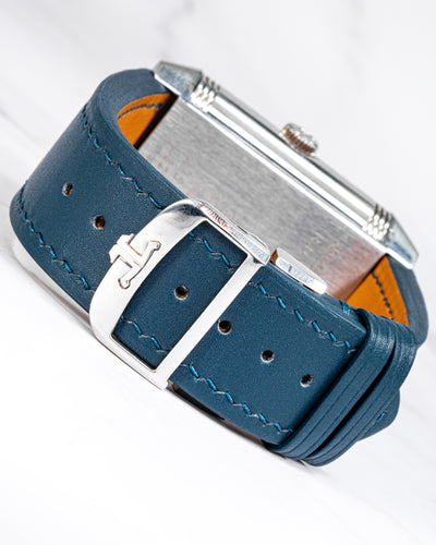 Bespoke Watch Strap In Peacock Blue Nappa Calf