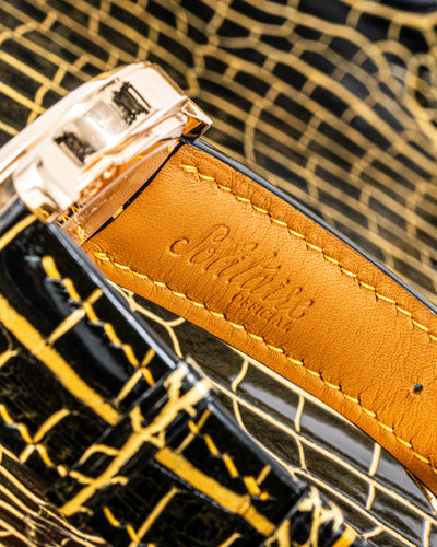 Bespoke Watch Strap in Gold Black Crocodile