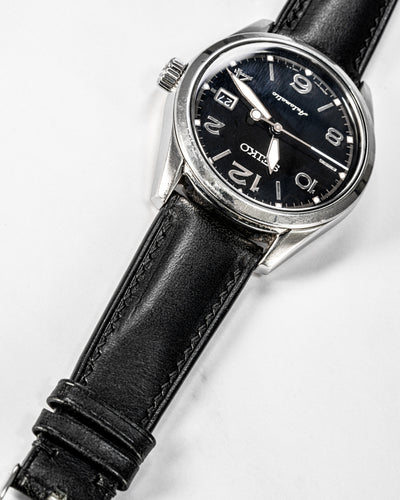 Solitaire Universal Straps in Obsidian Black Buttero for Seiko