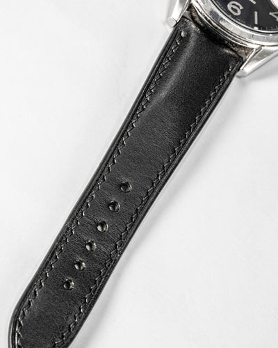 Solitaire Universal Straps in Obsidian Black Buttero for Seiko