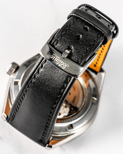 Solitaire Universal Straps in Obsidian Black Buttero for Seiko