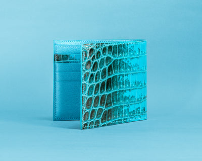 Bespoke Bifold Wallet in Tiffany Blue Himalayan Crocodile