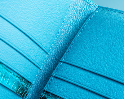 Bespoke Bifold Wallet in Tiffany Blue Himalayan Crocodile