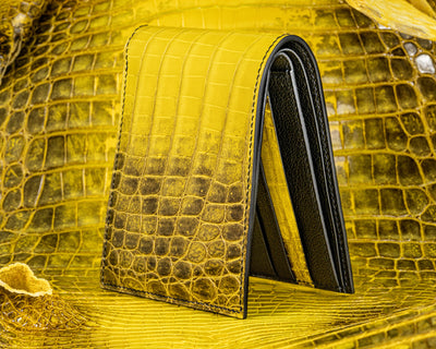 Bespoke Bifold Wallet in Yellow Himalayan Crocodile