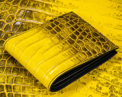 Bespoke Bifold Wallet in Yellow Himalayan Crocodile