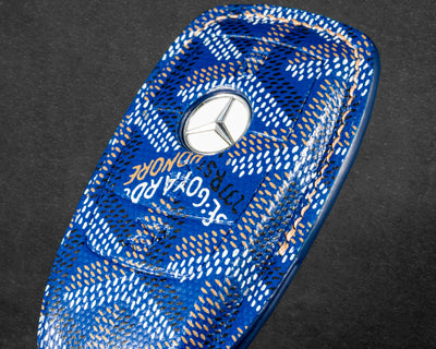 Bespoke Key Fob Cover in Blue Goyard