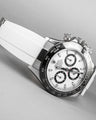 Solitaire Rubber straps in Snowy White for Rolex Daytona 116500