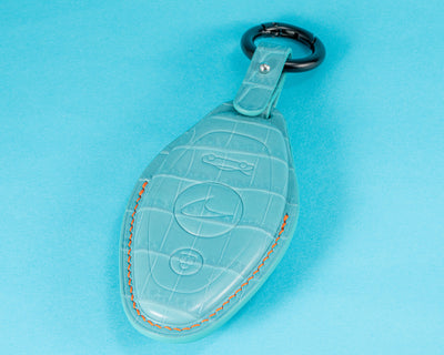 Bespoke Key Fob Cover in Turquoise Crocodile