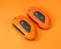 Bespoke Key Fob Cover in Orange Crocodile and Orange Nappa