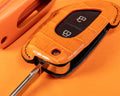 Bespoke Key Fob Cover in Orange Crocodile and Orange Nappa