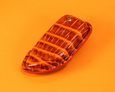 Bespoke Key Fob Cover in Flaming Orange Alligator