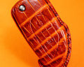 Bespoke Key Fob Cover in Flaming Orange Alligator