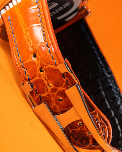 Bespoke Watch Strap in Orange Himalayan Crocodile