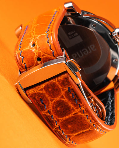 Bespoke Watch Strap in Orange Himalayan Crocodile