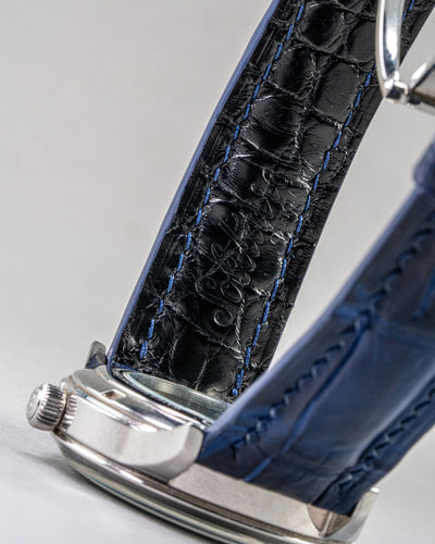 Bespoke Watch Strap in Tie Dye Blue Crocodile