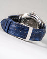 Bespoke Watch Strap in Tie Dye Blue Crocodile