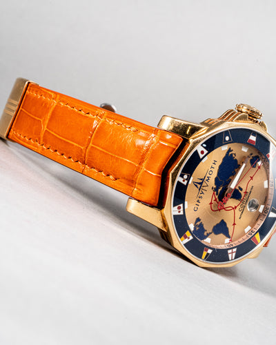 Bespoke Watch Strap in Orange Himalayan Crocodile