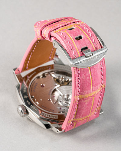 Bespoke Watch Strap in Gold Pink Alligator