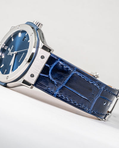 Bespoke Watch Strap in Electric Blue Crocodile