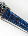 Bespoke Watch Strap in Tie Dye Blue Crocodile