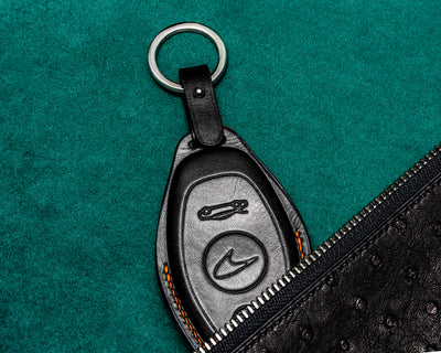 Bespoke Key Fob Cover in Black Nappa