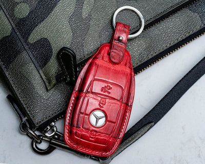 Bespoke Key Fob Covers in Red Himalayan Crocodile