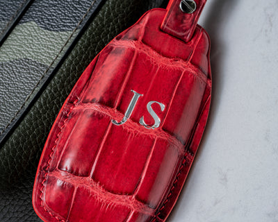 Bespoke Key Fob Covers in Red Himalayan Crocodile