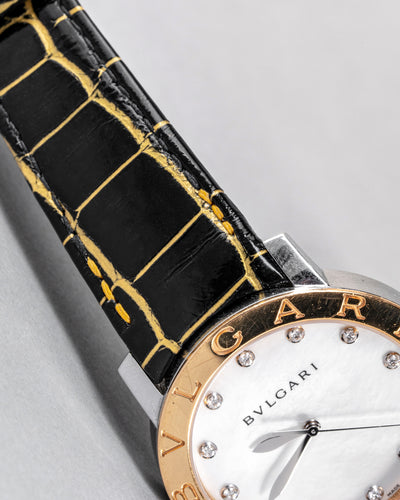 Bespoke Watch Strap in Gold Black Alligator