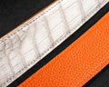 Bespoke Reversible Belt in Natural Himalayan Crocodile & Orange Togo