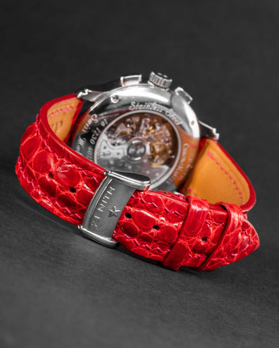 Bespoke Watch Strap in Ferrari Red Crocodile