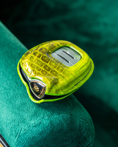 Bespoke Key Fob Cover in Apple Green Himalayan Crocodile