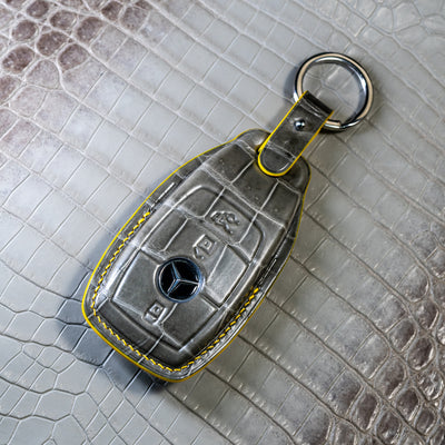 Bespoke Key Fob Cover in Olive Grey Crocodile