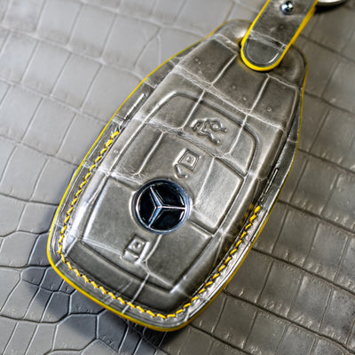 Bespoke Key Fob Cover in Olive Grey Crocodile