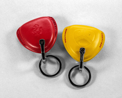 Bespoke Key Fob Cover in Red & Yellow Nappa