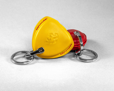 Bespoke Key Fob Cover in Red & Yellow Nappa