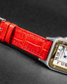 Bespoke Watch Strap in Ferrari Red Crocodile