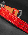 Bespoke Watch Strap in Ferrari Red Crocodile