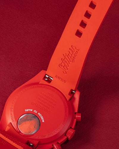 Solitaire Rubber straps in Scarlet Red for Omega x Swatch Mars