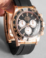 Solitaire Rubber straps in Classic Black for Rolex Daytona 116515