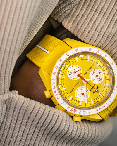 Solitaire Rubber straps in Phoenix Yellow for Omega x Swatch Sun