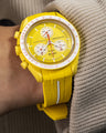 Solitaire Rubber straps in Phoenix Yellow for Omega x Swatch Sun